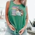 Cat On Books Pets Cats Reading Book Nerd Read Reader Bookcat Comfort Colors Tank Top Violet