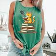 Cat Reading Books Comfort Colors Tank Top Violet