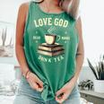 Christian Bookworm Love God Read Books Drink Tea Comfort Colors Tank Top Violet