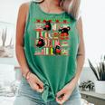 Christmas Cat Santa Bookshelves Book Lover Reader Comfort Colors Tank Top Violet