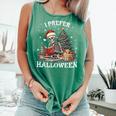 Christmas Outfit I Prefer Halloween Book Reading Skeleton Comfort Colors Tank Top Violet