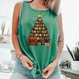 Christmas Tree Bookshelf Book Lover Library Comfort Colors Tank Top Violet