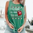 I Closed My Book To Be Here Ugly Christmas Sweater Comfort Colors Tank Top Violet