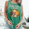 Coffee Cats & Books Lover For Women & Girls Coffee Comfort Colors Tank Top Violet
