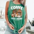 Coffee Cats And Books Cats And Reading Lovers Comfort Colors Tank Top Violet