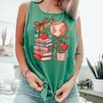 Coquette Teacher School Supplies Bows Books Globe Apple Cute Comfort Colors Tank Top Violet