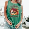 Cozy Readers Book Society Fall Autumn Floral Pumpkin Season Comfort Colors Tank Top Violet