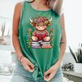 Cute Baby Highland Cow With Reading Book Bookworm Comfort Colors Tank Top Violet Cute Baby Highland Cow With Reading Book Bookworm Comfort Colors Tank Top Violet