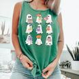 Cute Ghost Reading Books Teacher Halloween Reading Men Women Kids Comfort Colors Tank Top Violet