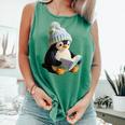 Cute Penguin Reading Book Faux-Crochet Print Comfort Colors Tank Top Violet