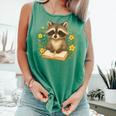 Cute Raccoon Reading Book Flowers Floral Comfort Colors Tank Top Violet