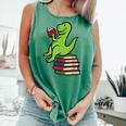 Dino Reading Read Reading Librarian Book Men Boys Kids Comfort Colors Tank Top Violet