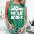 Easily Distracted By Cats And Books Cat & Book Lover Comfort Colors Tank Top Violet Easily Distracted By Cats And Books Cat & Book Lover Comfort Colors Tank Top Violet