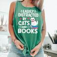 Easily Distracted By Cats And Books Cute Cat And Book Lovers Comfort Colors Tank Top Violet