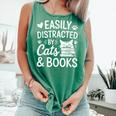 Easily Distracted By Cats And Books Reading Apparel Comfort Colors Tank Top Violet