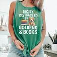 Easily Distracted By Goldens & Books Golden Retriever Dog Comfort Colors Tank Top Violet