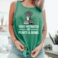 Easily Distracted By Plants & Books Plant Book Lover Comfort Colors Tank Top Violet