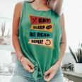 Eat Sleep Read Repeat Reading Books Reader Bookworm Comfort Colors Tank Top Violet