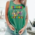 Everyone Communicates Differently Book Teacher Outfit Comfort Colors Tank Top Violet