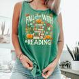 Fall In Love With Reading Book Autumn Pumpkins And Teachers Comfort Colors Tank Top Violet