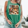 Fox Reads By Fireplace In Cabin Rustic Book Cozy Cup Tea Comfort Colors Tank Top Violet