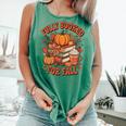 Fully Booked For Fall Books Pumpkin Autumn Thanksgiving Comfort Colors Tank Top Violet