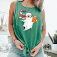 Ghost Reading Books Halloween Library Comfort Colors Tank Top Violet