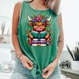 Highland Cow Book Floral Bookworm Comfort Colors Tank Top Violet Highland Cow Book Floral Bookworm Comfort Colors Tank Top Violet