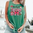 HUGvyn One Loved Teacher Valentine Book Heart Reading Bow Comfort Colors Tank Top Violet HUGvyn One Loved Teacher Valentine Book Heart Reading Bow Comfort Colors Tank Top Violet