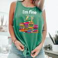 I'm Fine Reading Books Reader Book Lover Librarian Comfort Colors Tank Top Violet