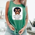 Just a Girl Who Loves Books Messy Bun Black Women Reading Comfort Colors Tank Top Violet