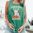 Just A Girl That Loves Cats And Books Cute Cat & Bookwork Comfort Colors Tank Top Violet