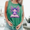 Kawaii Axolotl Cute Axolotls Reading Book Comfort Colors Tank Top Violet