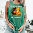 Life Is Better With Cats And Books Cute Cat Lover Comfort Colors Tank Top Violet