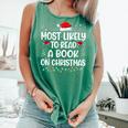 Most Likely To Read A Book On Christmas Matching Family Xmas Comfort Colors Tank Top Violet