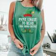 Most Likely To Read A Book Matching Christmas Elf Comfort Colors Tank Top Violet