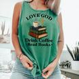 Love God Drink Coffee Read Books Lovers Jesus And Coffee Comfort Colors Tank Top Violet