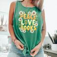 Peace Love Books Librarian Teacher Life Book Library Comfort Colors Tank Top Violet