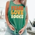 Peace Love Books Men Women Comfort Colors Tank Top Violet