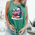 Penguin Reading a Book Animal Comfort Colors Tank Top Violet
