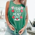 Read Your Heart Out Teacher Reading Book Love Valentines Day Comfort Colors Tank Top Violet