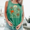 Read In Peace Skeleton Reading Book Halloween Teacher Comfort Colors Tank Top Violet Read In Peace Skeleton Reading Book Halloween Teacher Comfort Colors Tank Top Violet