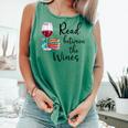 Read Between The Wines Im Just a Girl Who Loves Books & Wine Comfort Colors Tank Top Violet