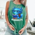 Readsolotl Blue Kawaii Axolotl Book Lover Reading Comfort Colors Tank Top Violet