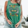 Skeleton Heart Read Reading Book Librarian Halloween Women Comfort Colors Tank Top Violet