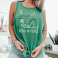 Skeleton Read In Peace Halloween Book Graphic Bookish Comfort Colors Tank Top Violet