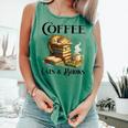 Sleeping Cat And Books With Coffee Lover Comfort Colors Tank Top Violet
