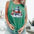 Snowman Reading Books Lovers Librarian Bookworm Christmas Comfort Colors Tank Top Violet