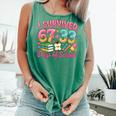 Survived 67 Days Of School Ice Cream Drip Apple Pencil Book Comfort Colors Tank Top Violet