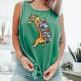 Teacher Shirt Giraffe Holding Books Bookworm Librarian Comfort Colors Tank Top Violet